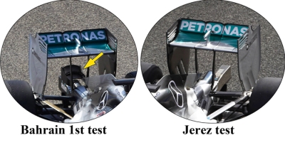 Mercedes W05 – Mini wing addition in Jerez test 
