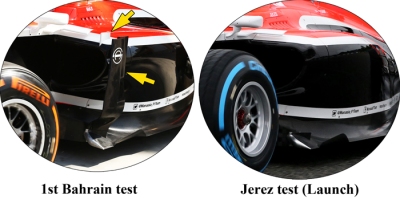 Marussia M03 – middle zone upgrades in 1st Bahrain test